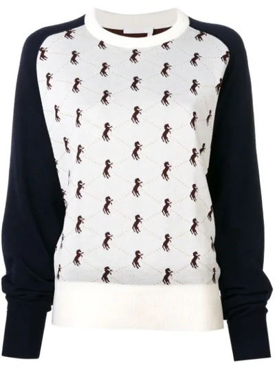 Chloé Horse Embroidered Baseball Knit Sweater In Multi