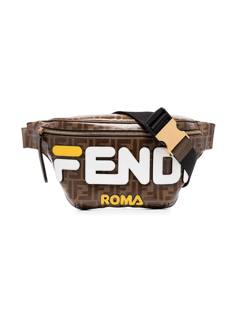 Fendi Fila Logo Print Bum Bag In Brown 