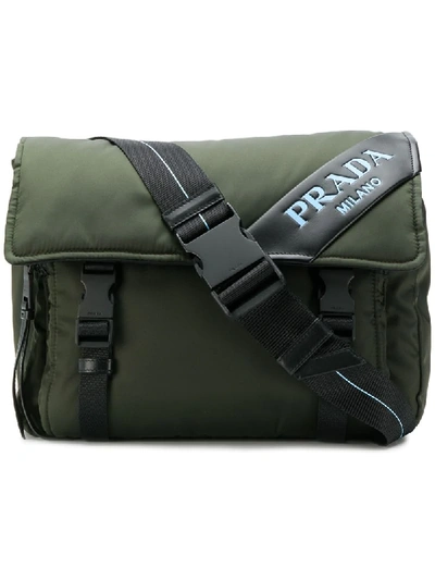 Prada Nylon And Leather Belt Bag In Green