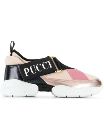 Emilio Pucci Pink Elastic Band Slip-on Sneakers