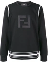Fendi Cuffed Logo Sweatshirt In Black