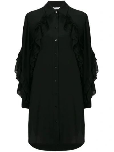 Givenchy Long Sleeve Button-down Dress In Black