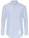 Thom Browne Logo Patch Fitted Shirt In 480 Blue