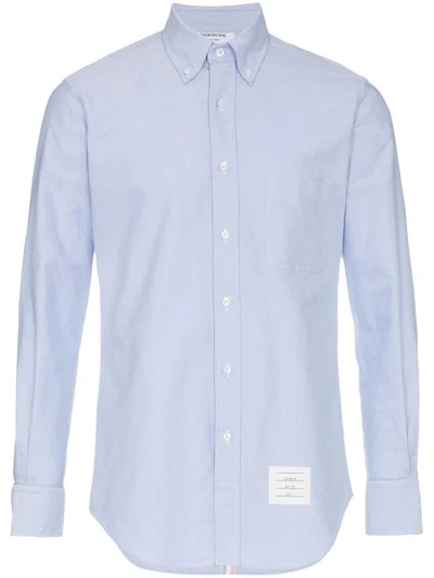 Thom Browne Logo Patch Fitted Shirt In 480 Blue