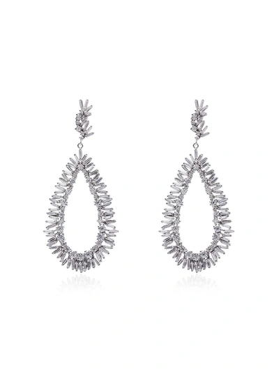 Suzanne Kalan 18k White Gold Pear Drop Diamond Earrings