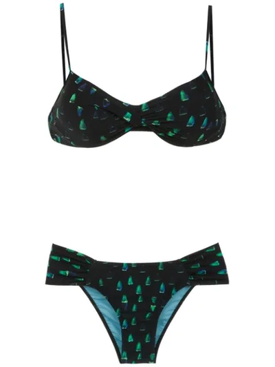 Lygia & Nanny Printed Vitória Bikini Set In Black