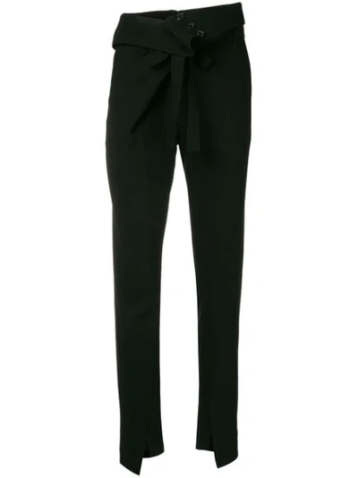Ann Demeulemeester Foldover Waistband Trousers In Black