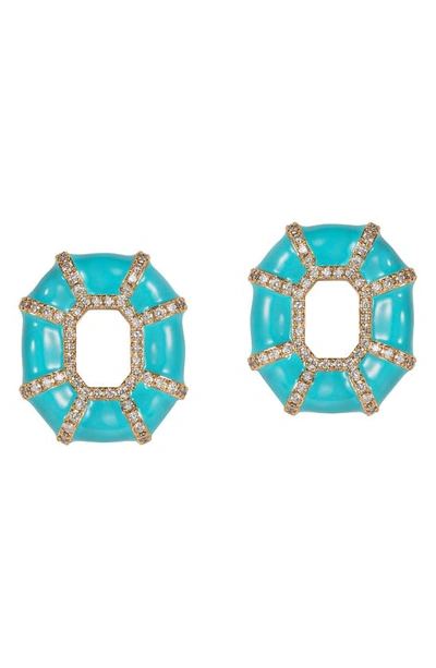 Nevernot Embellished Geometric Earrings In Blue