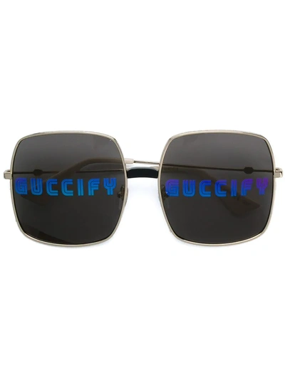 Gucci Eyewear Fy Print Sunglasses - Metallic