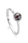 Monica Vinader Siren Small Stacking Ring In Silver/ Black Line Onyx