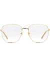 Gucci Gold Tone Rectangular Frame Metal Glasses In Metallic