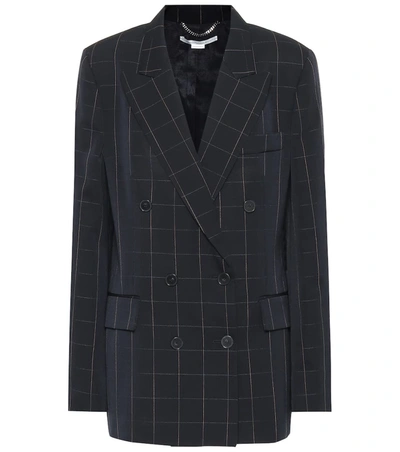 Stella Mccartney Checked Double-breasted Wool Blazer In Blue