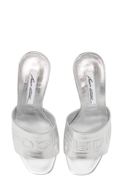 Brian Atwood Spiagga Slide Sandal In Silver Metal Nappa