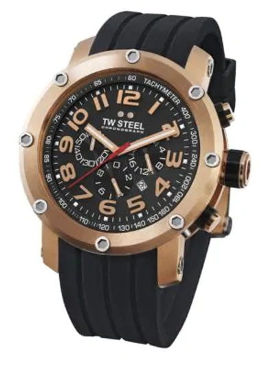 Tw Steel Grandeur Tech Rose-gold Plated Stainless Steel Chronograph Watch In Black-gold
