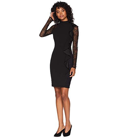 Bebe Bodycon W Ruffle Detail Lace Dress Black Modesens