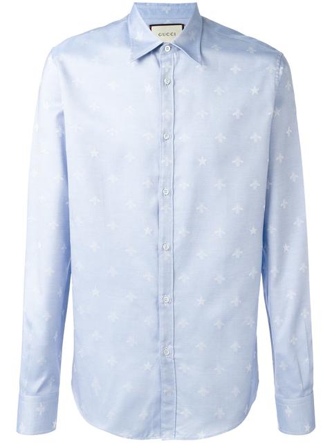 Gucci Bee Jacquard Oxford Duke Shirt In Blue | ModeSens