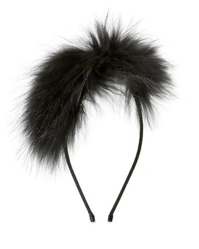 Bari Lynn Girls' Royal Fur Headband, Black