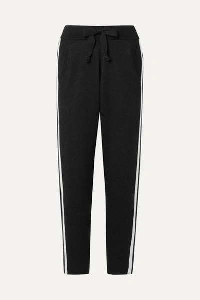 Atm Anthony Thomas Melillo Cashmere-blend Jogger Sweatpants W/ Racer Stripes In Black/chalk