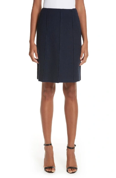 St John Ana Boucle Knit A-line Skirt In Deep Blue
