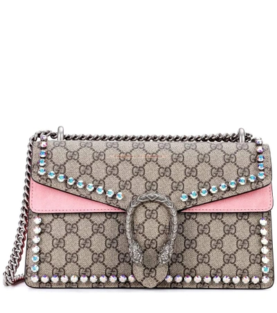GUCCI Dionysus small embellished printed coated-canvas and suede