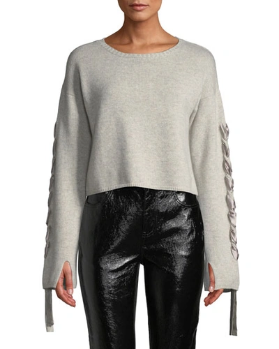 Sablyn Ruby Lace-up Cropped Cashmere Sweater In Gray