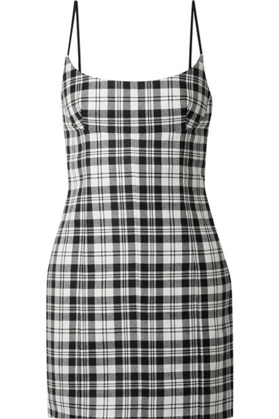 Alexander Wang Tailored Mini Camisole Dress In Black,plaid,white