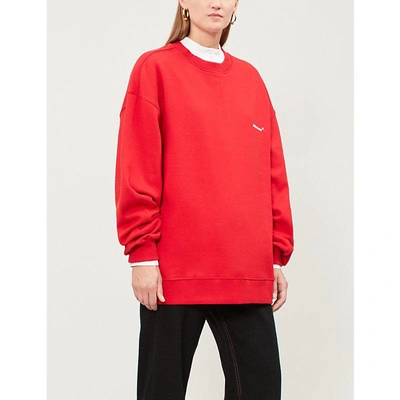 Ader Error Logo-embroidered Cotton-jersey Sweatshirt In Red