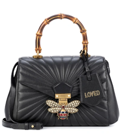 Gucci Queen Margaret Leather Top Handle Bag In Black