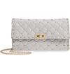 Valentino Garavani Rockstud Matelasse Quilted Leather Crossbody Bag In Pastel Grey