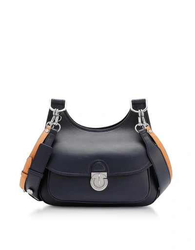 Tory Burch James Medium Leather Saddle Bag In Tory Navy/gold