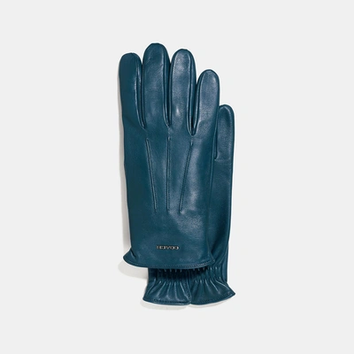 Coach Tech Napa Gloves In Denim