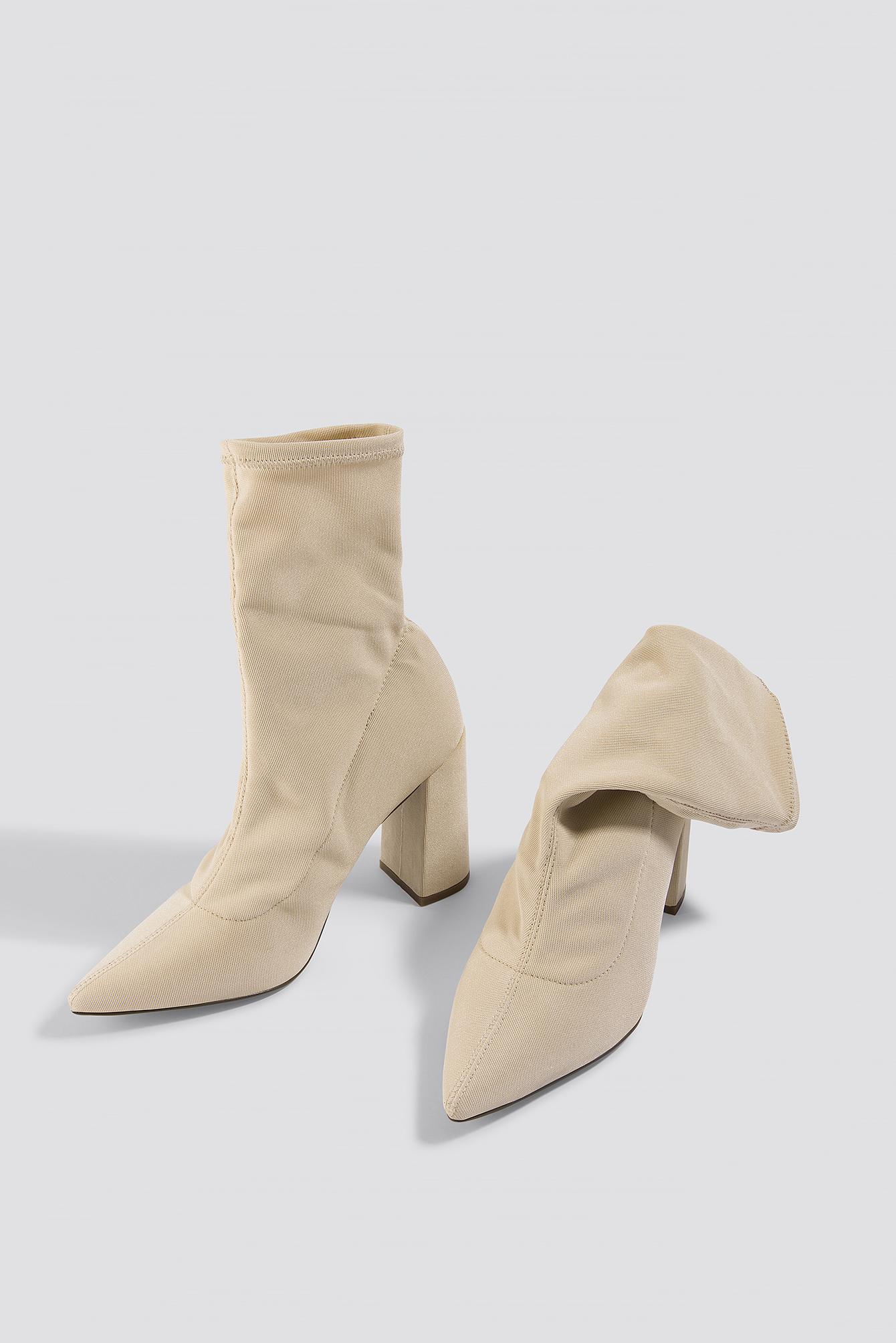 beige sock heels
