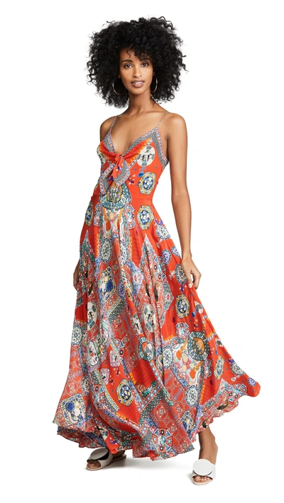 Camilla Long Dress With Tie Front In Found In Translation | ModeSens