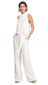 Halston Heritage Sleeveless Drape Jumpsuit In Chalk