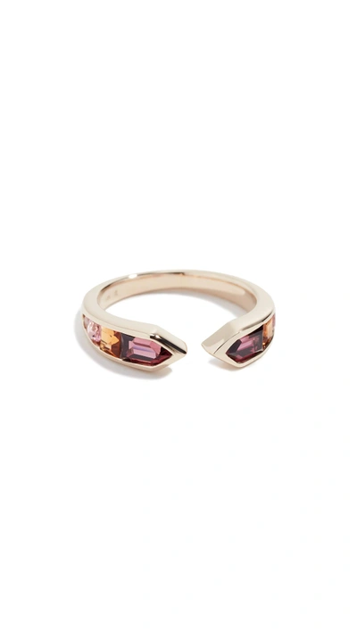 Jane Taylor 14k Meeting Arrows Ring In Red Multi