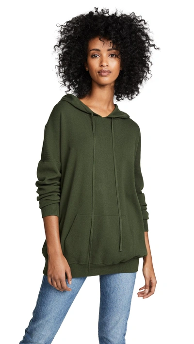 Live The Process Oversized Knit Hoodie In Duffel Bag Green