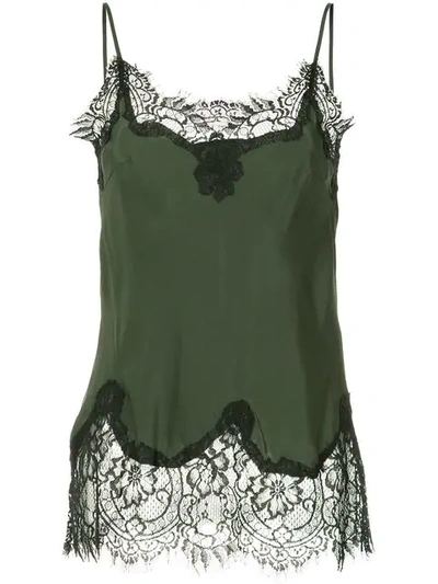 Gold Hawk Lace Trim Cami - Green