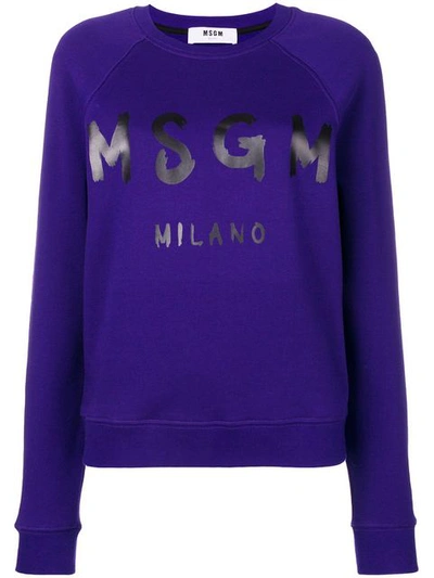 Msgm Paint Brush Logo Sweatshirt - Purple