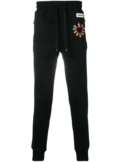 Dolce & Gabbana Heart Patch Sweatpants In Black