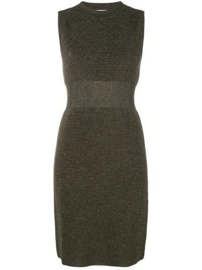 Moschino Ribbed Lurex Dress In Green