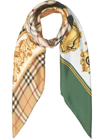 Burberry Archive Print Silk Scarf In Yellow