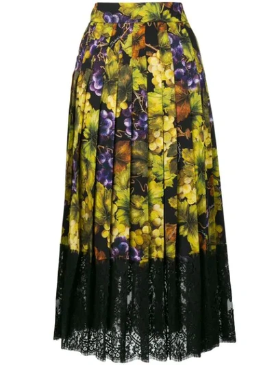 Dolce & Gabbana Grape And Floral Print Skirt In Yellow