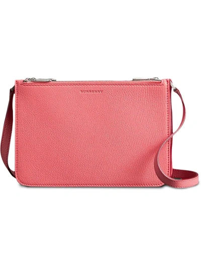 Burberry Triple Zip Grainy Leather Crossbody Bag In Pink