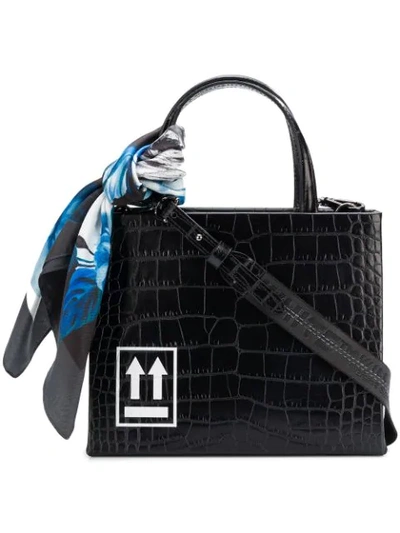 Off-white Black Leather With Cocco Print Handbag