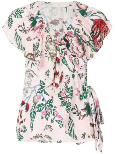 Tory Burch Floral Wrap Blouse - Pink