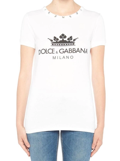 Dolce & Gabbana Crown Print T In White