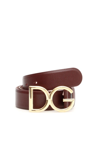 Dolce & Gabbana Logo Buckle Belt In Brown