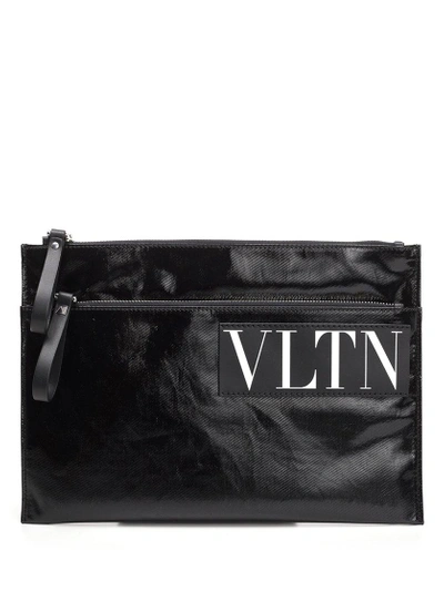 Valentino Garavani Vltn Logo Clutch Bag In Black