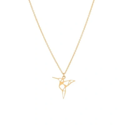 Feather+stone Gold Hummingbird Necklace