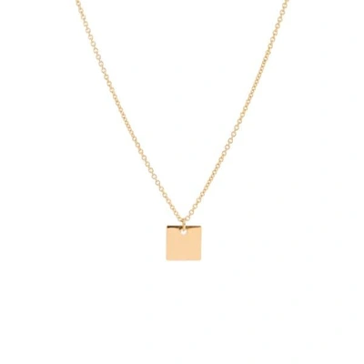 Feather+stone Gold Square Pendant Necklace